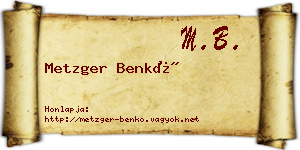 Metzger Benkő névjegykártya